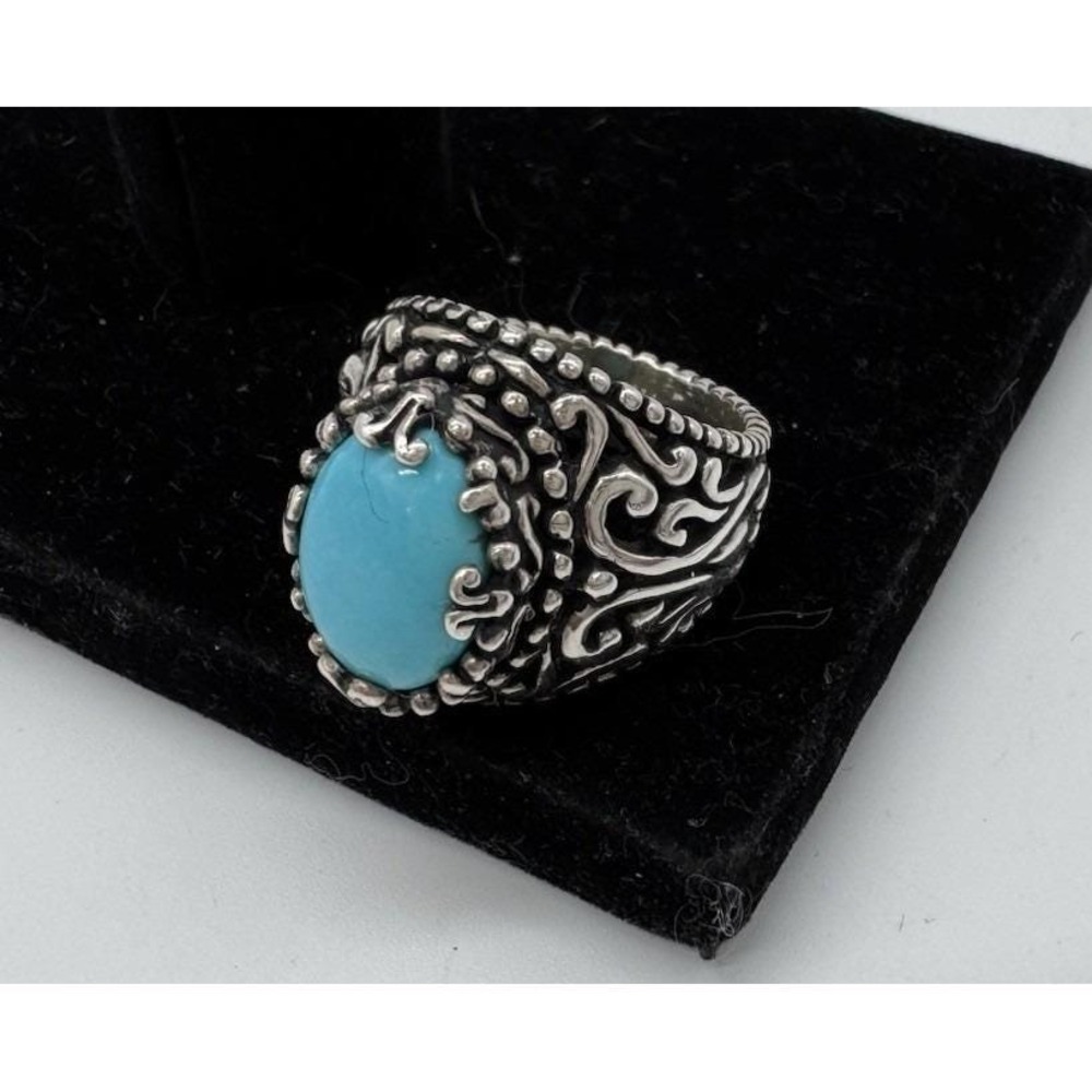 Relios Carolyn Pollack Sterling Silver Turquoise Ring size 8 Near Mint